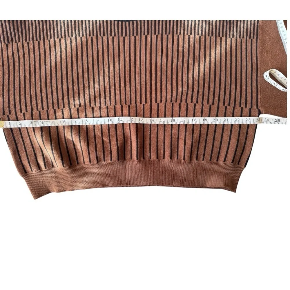 PHILOSOPHY boxy cropped striped crew neck sweater - brown & black - women medium